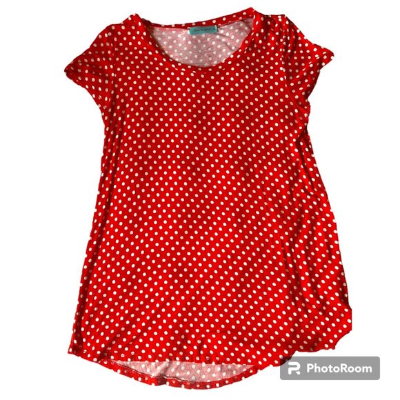 Chris & Carol Tops - Chris & Carol Women's Red and White Polka Dot Tunic sz M‎
